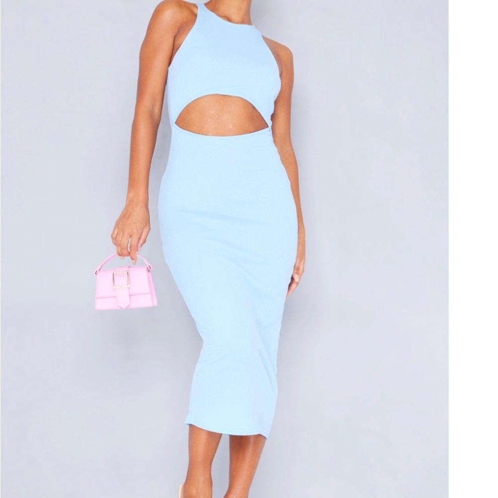 Blue cutout bodycon dress